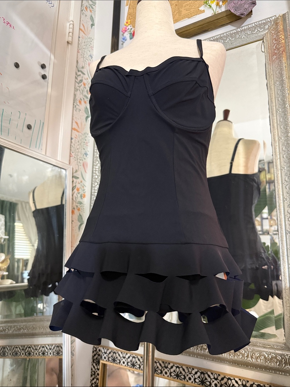Profile By Gottex Black One-Piece Swimdress with Ruffle Hem